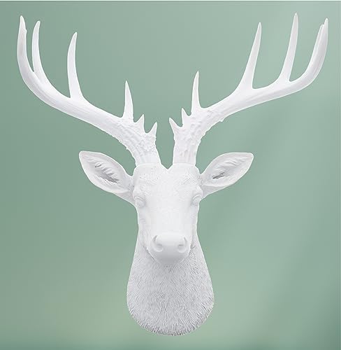 Top Brass 12 12 Inch Faux White Deer Head Wall Decor