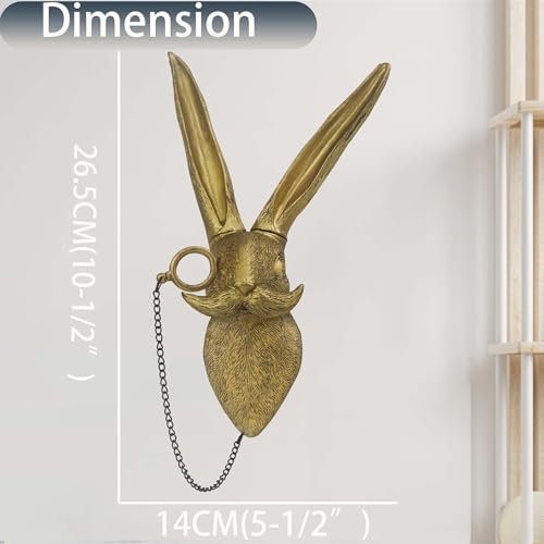 Rabbit Head Wall Art Decor Vintage Resin Sculpture