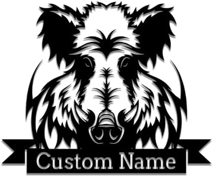Custom Boar Head Metal Wall Art Personalized Name Sign for Home Decor
