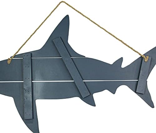 31-Inch Ocean Blue Carved Wood Shark Wall Decor