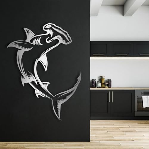 Tawinone Shark Metal Wall Art 76x58 cm Black Wall Decor
