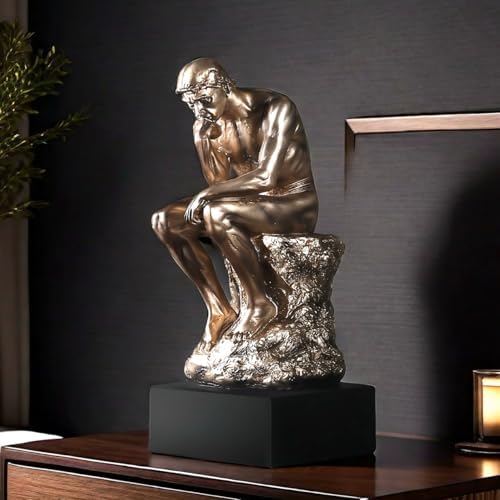 FUNSXBUG 114 Inch Resin Thinker Statue with Black Base