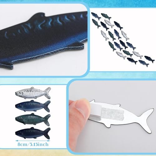 Blulu 20 Pcs Vintage Metal Fish Wall Decor