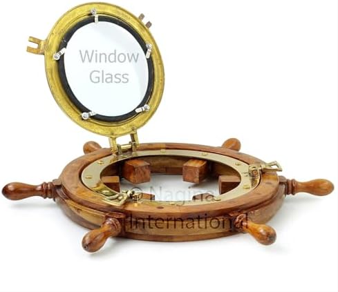Nagina International Nautical Brass Ship Wheel Wall Decor 36 Inches