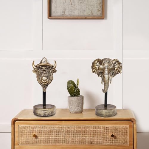 Handcrafted Resin Buffalo Sculpture - Modern Home Decor