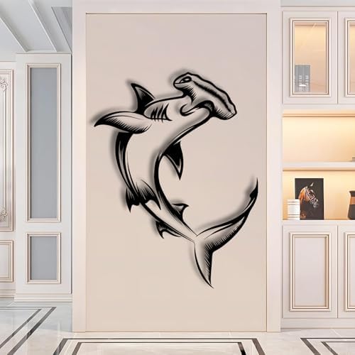 Tawinone Shark Metal Wall Art 76x58 cm Black Wall Decor