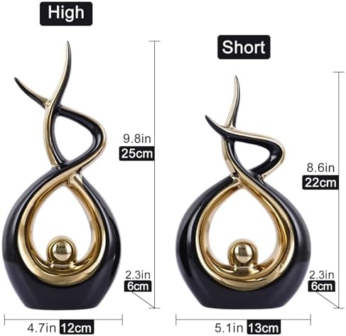 Gold Black Modern Sculpture Table Decorations Ceramic Statues for Living Room and Desk