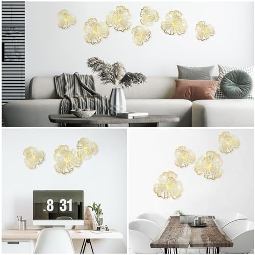 7 Piece Gold Metal Wall Decor Art Set for Home Office Living Room Bedroom Kitchen