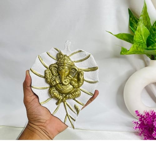 Charmy Crafts Ganesha On Leaf Wall Sculpture