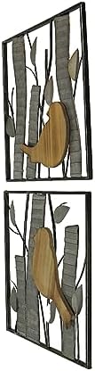 Zeckos Set of 2 Rustic Birds and Branches Wall Sculptures