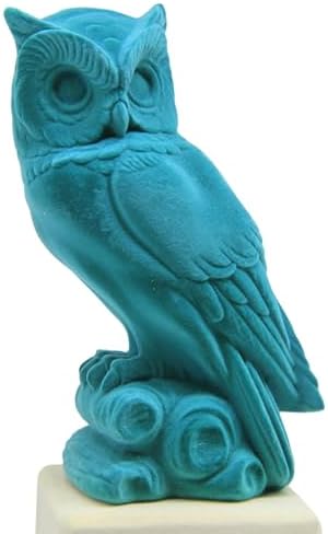 Turquoise Flocked Owl Sculpture for Home and Office Decor