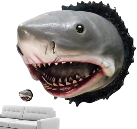 Shark Wall Mounted Trophy Sculpture Realistic Shark Head Decor