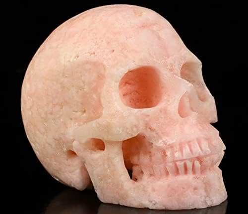 Skullis 5 Inch Pink Aragonite Crystal Skull Statue