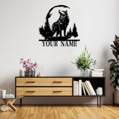 Personalized Wolf Metal Wall Art Sign