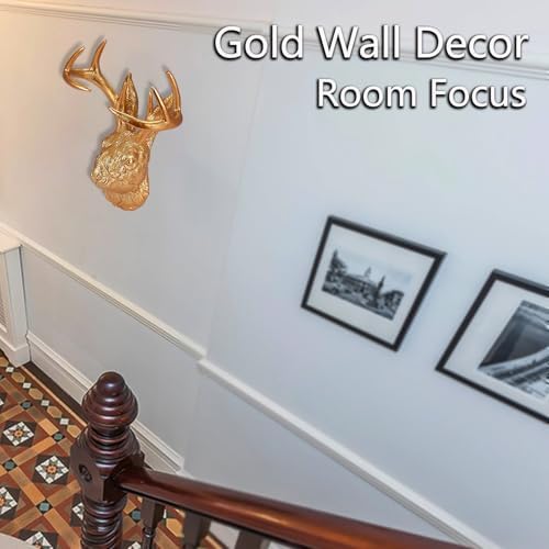 Jackalope Wall Mount Gold Deer Head Decor