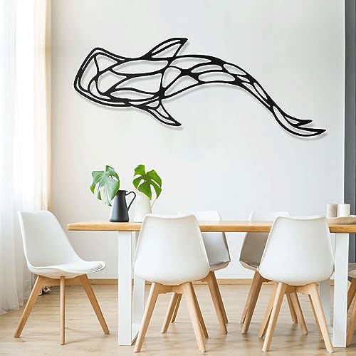 Cadeali Metal Fish Wall Art 46x15 Black