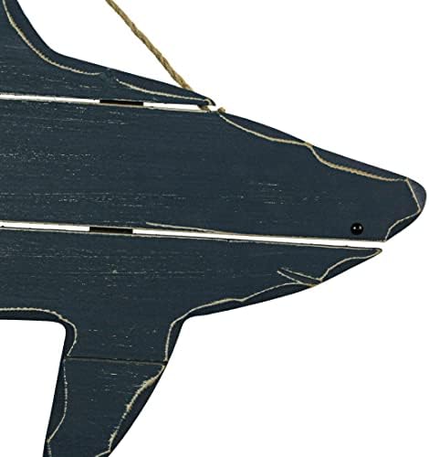 31-Inch Ocean Blue Carved Wood Shark Wall Decor
