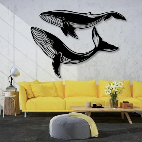 Modern Blue Whale Metal Wall Art 24x14 60x35 cm