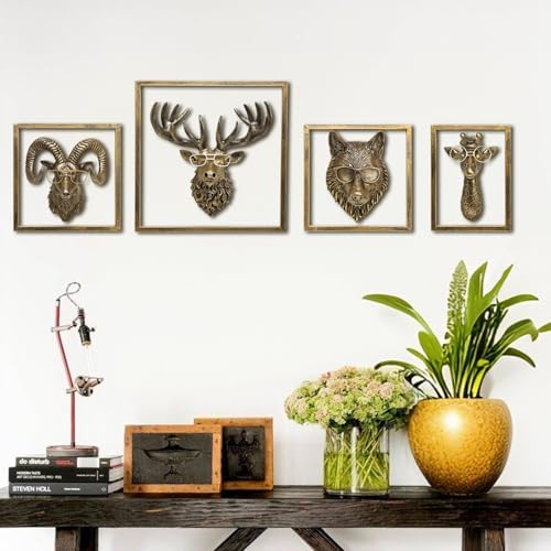 JJALIGHTS Wolf Wall Decor with Metal Frame