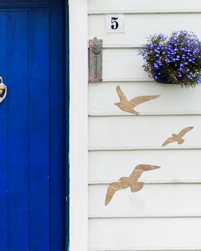 Putuo Decor 3 Pcs Wooden Seagull Wall Art
