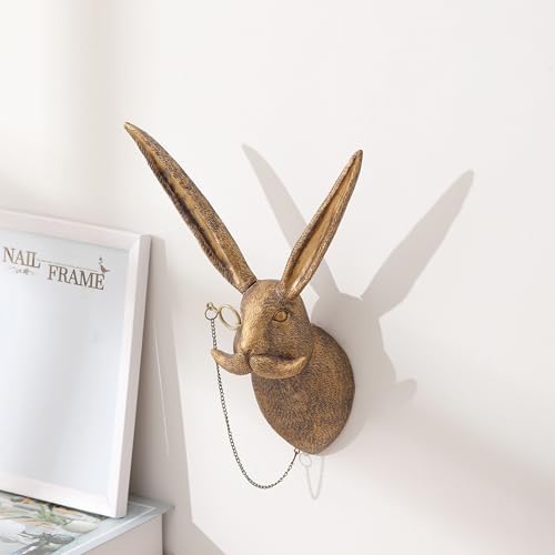 Xuanpax Gold Rabbit Wall Sculpture Vintage Decor