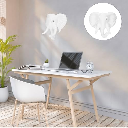 MAGICLULU Head Wall Sculpture Elephant Hanging Art Decor for Wild Animal Lovers White
