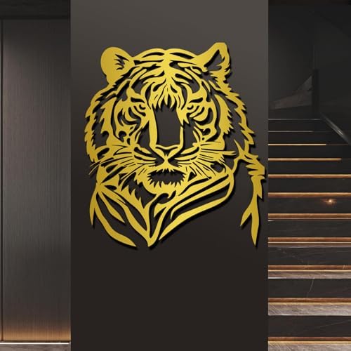 Tiger Head Metal Wall Art 19x16 Inch Decor Sign