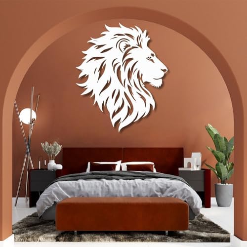 Lion Head Wall Art Sculpture - 120x101cm Modern Decor