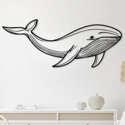 ENJOYOO Whale Metal Wall Art 30x12 Inch Ocean Decor
