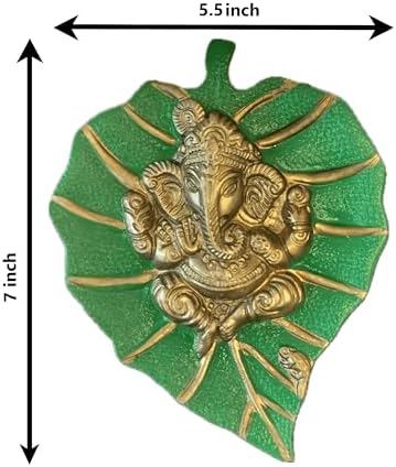 Charmy Crafts Metal Ganesha on Leaf Wall Hanging