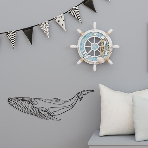 Xedatric Whale Metal Wall Decor - Coastal Blue Whale Sculpture 197X69inch Black