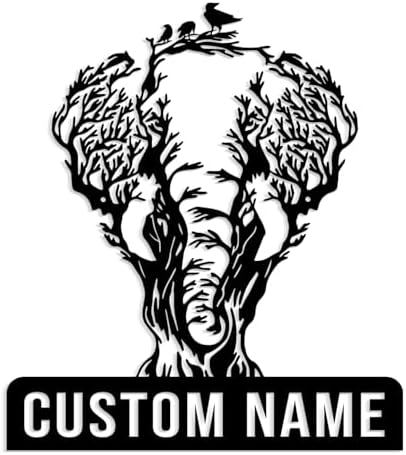 FaosTEQ Custom Elephant Metal Sign - Flower Wall Decor