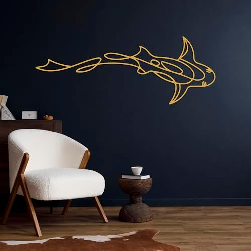 DecoSoul Metal Shark Wall Art Modern Nautical Decor
