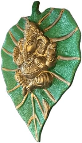 Charmy Crafts Metal Ganesha on Leaf Wall Hanging