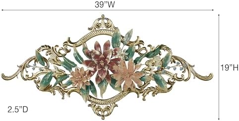 Abylissa Floral Metal Wall Art Shimmering Gold Leaf Detailing Pastel-Hued Alcohol Ink Finish