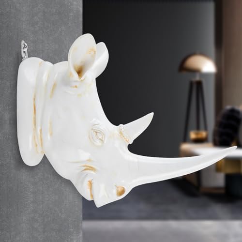 11 Inch Resin Rhino Head Wall Decor Art