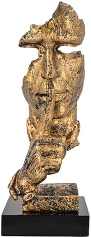 Modern Resin Thinker Statue Brass Color Minimalist Decor