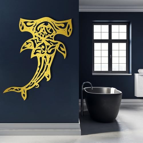 Hammerhead Shark Metal Wall Art Silver 47x39cm