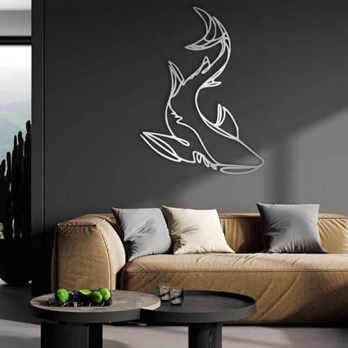 Shark Metal Wall Decor Modern Nautical Art 19x14 Inch