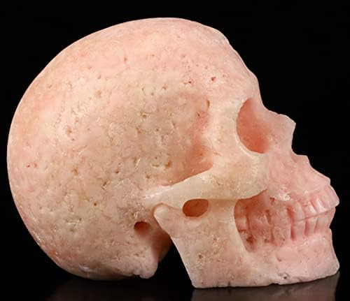 Skullis 5 Inch Pink Aragonite Crystal Skull Statue