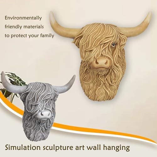 Resin Highland Cow Wall Decorations Brown