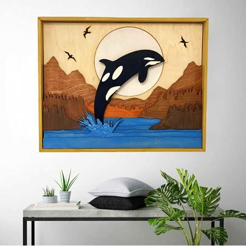 ImprovingLife Whale Wall Art Decor Wooden Sculpture