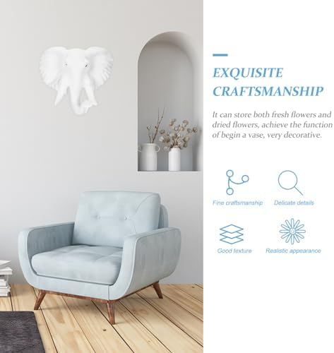 MAGICLULU Head Wall Sculpture Elephant Hanging Art Decor for Wild Animal Lovers White