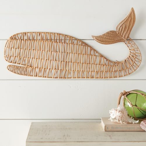 BLACK FOREST DECOR Wrapped Rattan Whale Wall Decor