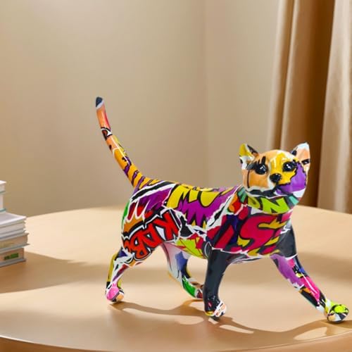 Cute Cat Figurine Resin Statue Home Office Decoration