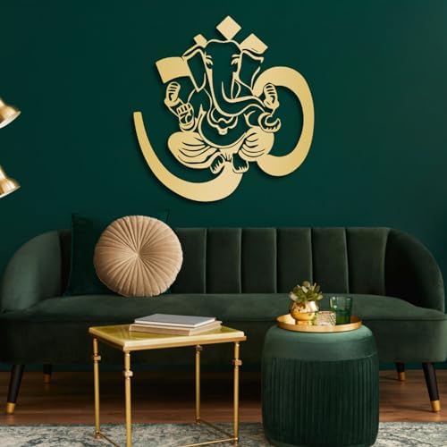 Ganesha Metal Wall Decor Bohemian Style 23x24 Inch Black