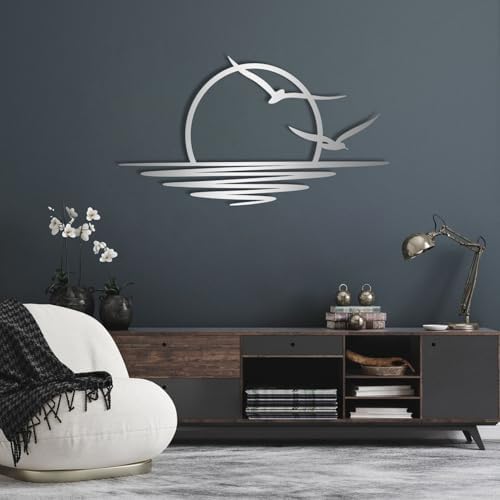 OZF Sunrise and Seagull Wall Decor Art
