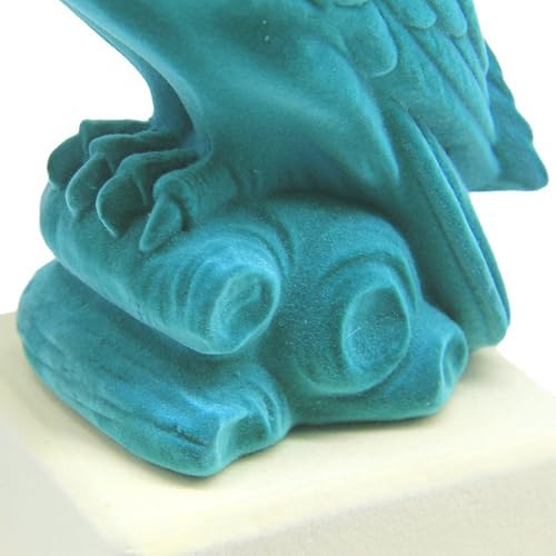 Turquoise Flocked Owl Sculpture for Home and Office Decor