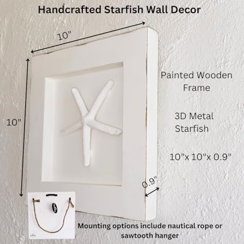DECOR BIZZ Starfish Wall Decor Framed with Nautical Rope