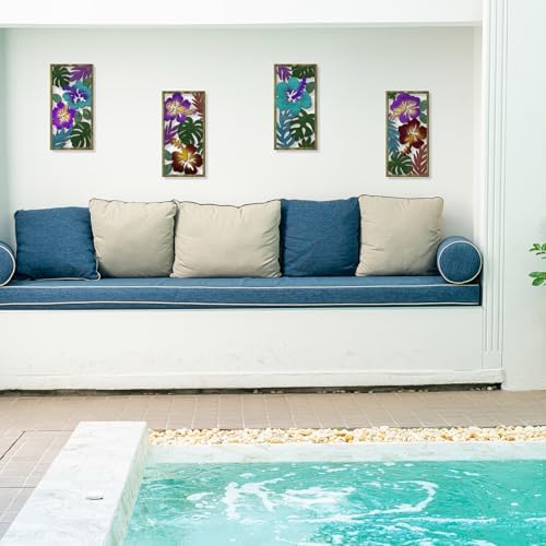 Tropical Leaf Wooden Wall Art 4 Pcs Decor